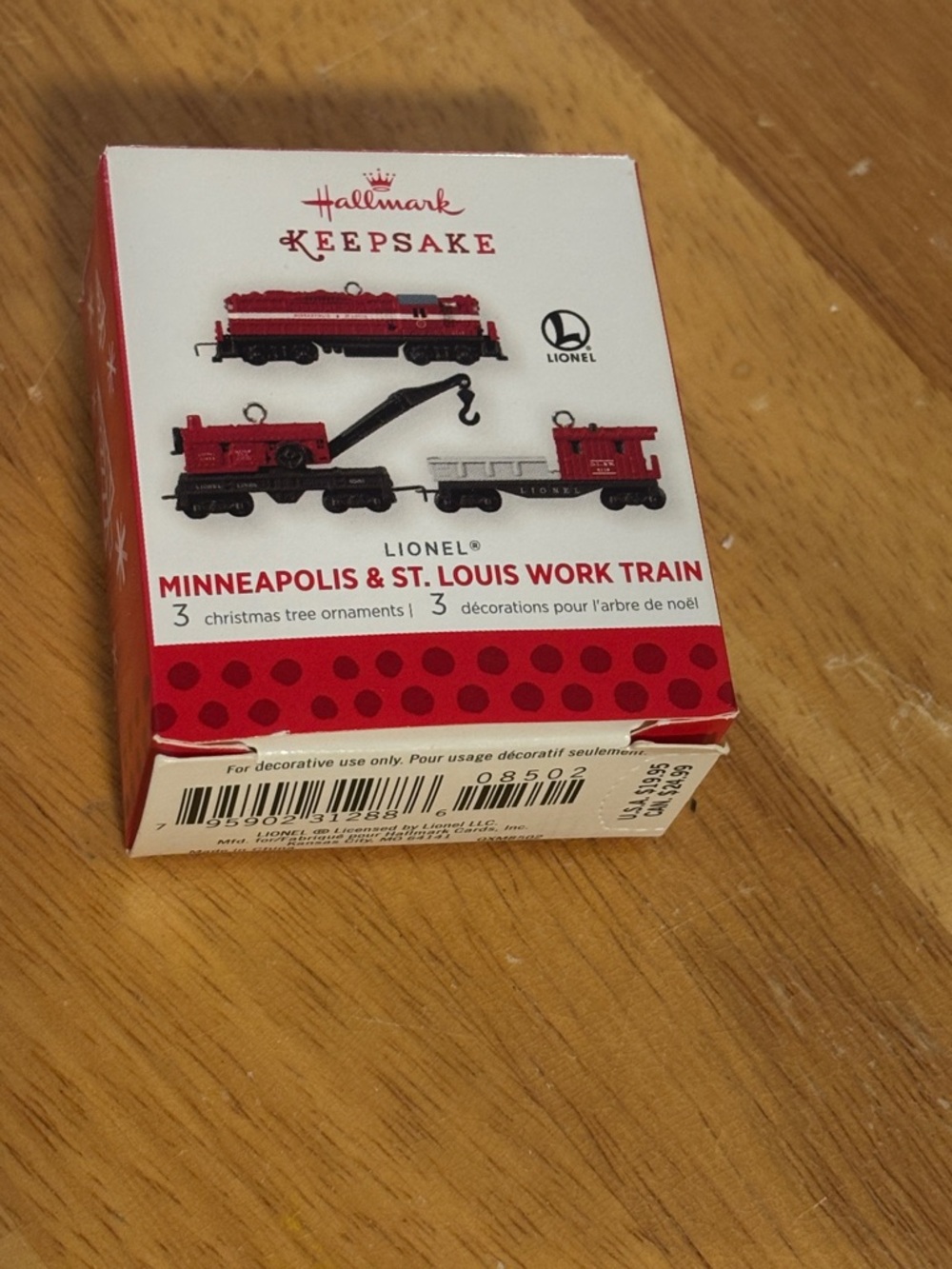Hallmark Keepsake Lionel Minneapolis & St. Louis Work Train Ornaments - Red